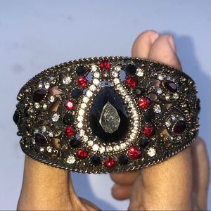 Mini Royal Black Jewel Rhinestone Clasp Bracelet